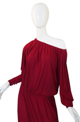 1970s Numbered Christian Dior Off Shoulder Dress