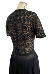 Early 1980s Yves Saint Laurent Haute Couture Hand Embroidered & Beaded Silk Chiffon Top