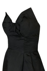 1970s Lanvin Strapless Silk Dress w Bow Detail & Layered Skirt