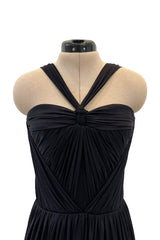 Stunning Fall 2005 Christian Dior by John Galliano Black Pleated Silk Jersey Corseted Dress