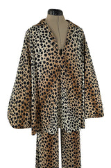 Fabulous 1970s Neiman Marcus Nylon Jersey Leopard Print Tuni & Flared Pant Set