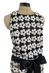 Spring 2015 Chanel by Karl Lagerfeld Black Net & White Sequin Flower Pant & Top Set