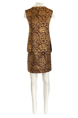 Extraordinary 1968 Christian Dior Documented Gold Metallic Silk Brocade Three Piece Dress Set