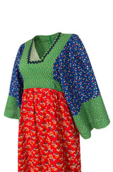 1960s Young Innocents by Arpeja Cotton Floral Batik Print Caftan Dress