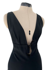 Stupendous Spring 2008 Valentino Original Runway Black Front & Back Plunge Bow Dress