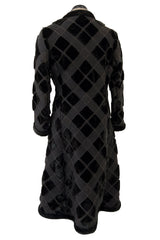 Fantastic 1970s Givenchy Top Stitched & Pacthwork Mixed with Faux Fur Deep Brown Coat