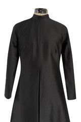 Iconic Fall 2013 Valentino Black Sculpted Runway Finale Dress w Long Sleeves