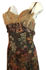 F/W 1995 Christian Lacroix Stunning Metallic Gold & Copper Lace Dress