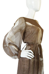 Ethereal 1970s Silk Chiffon Print Hanae Mori Dress