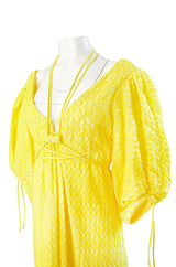 Fall 2016 Rosie Assoulin 'Holster' Bubble Sleeve Yellow Puff Fabric Tie Dress