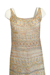 Spring 1981 Halston Couture Runway Hand Beaded Pastel Color Dress