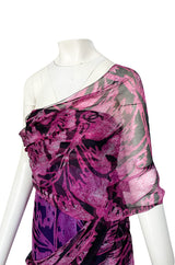 Fall 2000 Chanel by Karl Lagerfeld Runway One Shoulder Silk Chiffon Dress