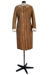 Iconic Fall 2004 Prada Look 14 Runway Shearling Coat w Mink Beading & Crystal Detailing