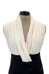Classic Fall 2000 Chanel by Karl Lagerfeld Haute Couture Pleated Top & Black Silk Dress
