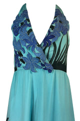 Fall 1973 Karl Lagerfeld for Chloe Quilted Bodice Silk Dress & Scarf