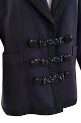 Documented Fall 1990 Yves Saint Laurent Cashmere Jacket w Leather Braid Closures