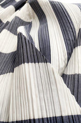 Early 1990s Issey Miyake Graphic Gray & White Elaborately Pleated Midi Skirt