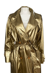 1980s Christian Dior Gold Coated Metallic Oversized Trench Coat