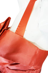 1950s Coral Silk Satin Bow Dress