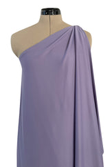 Classic 1978 Halston One Shoulder Draped Pastel Purple Jersey Full Length Maxi Dress
