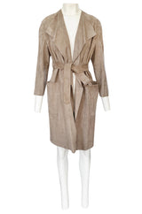 Spring 2014 Burberry Prorsum Runway Butter Soft Suede Wrap Coat