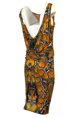 Recent Alexander McQueen Butterfly Print Back Draped Jersey Dress