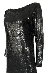 1980s Yves Saint Laurent Densely Covered Black Sequin Micro Mini or Tunic