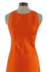 Incredible Spring 1970 Andre Courreges Cross Strap Backless Bright Sculpted Orange Dress