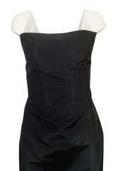 Minimalist 1990s Richard Tyler Couture Strapless Black Silk Dress