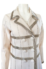 1960s Unlabeled Mr. Blackwell Beaded Ivory Wool Jersey Coat