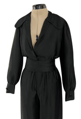 Chic Fall 1972 Christian Dior by Marc Bohan Haute Couture Black Silk Pant Set