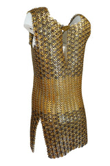 Iconic 1968 Paco Rabanne Chain Mail Dress in Silver & Gold Metal