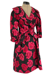 Documented 1962 Marc Bohan for Christian Dior Rose Printed Coated Cotton Raincoat