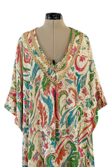 Gorgeous 1960s Lucie Ann Beverly Hills Gold Thread Lame Caftan w Sequin Detailing