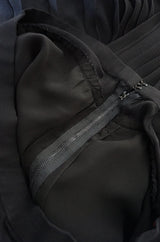 1970s Unlabeled Christian Dior Haute Couture Black Silk Chiffon Knife Pleated Skirt