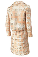 1960s Christian Dior Demi-Couture Peach & Metallic Gold Dress & Jacket