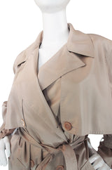 1980s Silk Look Celine Camel Trench Coat