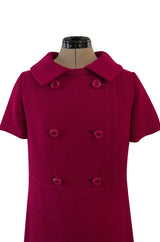 Documented Spring 1966 Christian Dior by Marc Bohan Haute Couture Raspberry Fuchsia Shift Dress
