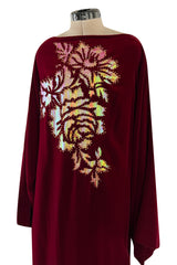 Exceptional Mid-1980s Paco Rabanne Haute Couture Velvet Beaded Caftan Dress