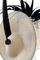 Bespoke 2001-2006 Philip Treacy Haute Couture Parasisal Feather & Silk Flower Topper Hat