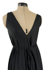 Fabulous 1970s Vicky Vaughn Extra Wide Leg Knife Pleated Jersey Jumpsuit