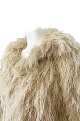 1970s Unlabeled Arissa of France Deep Ivory Faux Fur Alternative String Coat