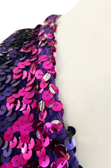 Fabulous 1973 Biba Purple and Pink Sequin Knit Jumper Pull-over Vest Top