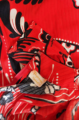 1970s Paganne Printed Red Shift Dress