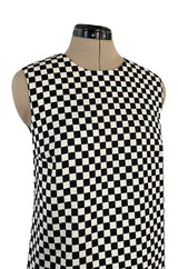 Rare Fall 1995 Gianni Versace Runway & Ad Campaign Black & White Check Shift Dress