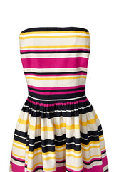 Spring 2016 Salvatore Ferragamo Ad Campaign Striped Strapless Dress