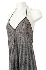 Spring 1976 Missoni Black & White Dot Print Liquid Jersey Plunge Bare Back Dress