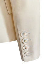 Immaculately Tailored 2003 Alexander McQueen Ivory Jacket w Silk Satin Lapels