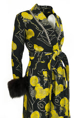 Important Fall 1970 Oscar de la Renta Ad Campaign Silk Brocade Dress