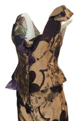 Fall 1992 Christian Lacroix Elaborate Gold & Silk Corset Top & Skirt